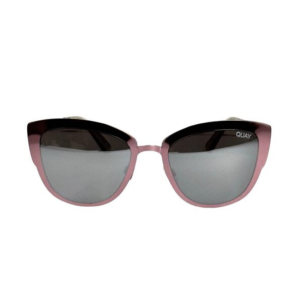 New Quay Super Girl Cat Eye Sunglasses Mirrored Oversized Pink Metal Frame main image 11